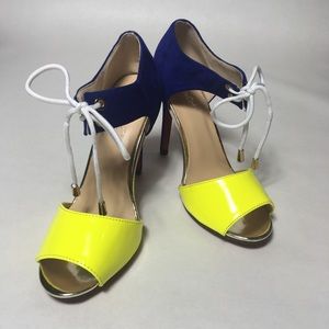 Rainbow Cat suede and patent leather heels